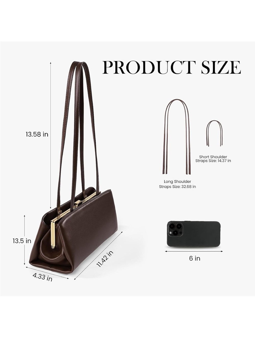 Vintage Kiss Lock Brown Crossbody Bag PU Leather Shoulder Handbag Top Handle